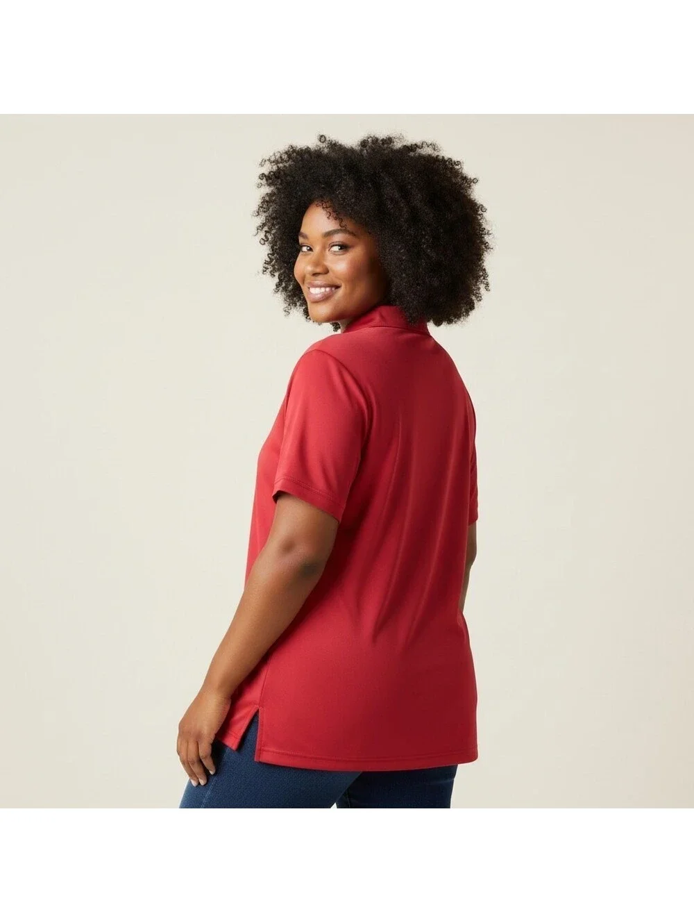 Nike Activewear Polo Shirt Women 2XL Red Button Collared Short Sleeve Dri Fit